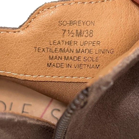 Sole Society “So-Breyon” Tan Suede Stacked Heel Boots Size 7.5 Medium - Picture 9 of 11